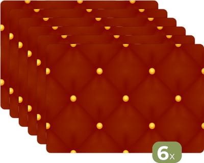 Placemat - Placemats kunststof - Patronen - Kerst - Goud - Stippen - 45x30 cm - 6 stuks - Hittebestendig - Anti-Slip - Onderlegger - Afneembaar