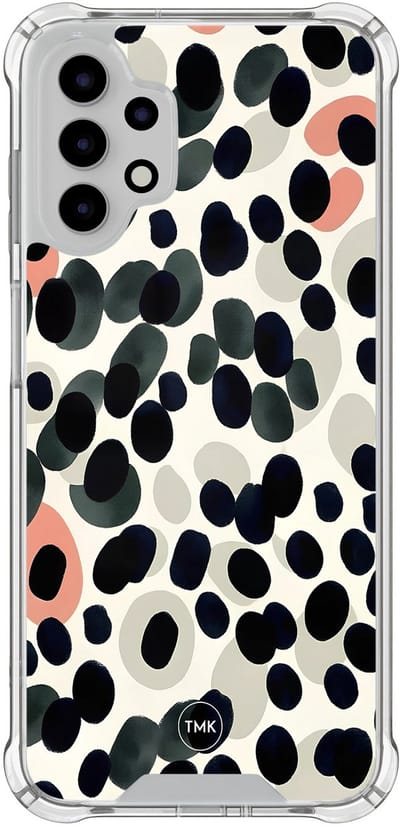 Shockproof hoesje geschikt voor Samsung Galaxy A13 4G - Modern dots - Schokbestendig - Verhoogde randen - TPU case - Extra Sterke Back Cover - Gestipt - Transparant, Multi