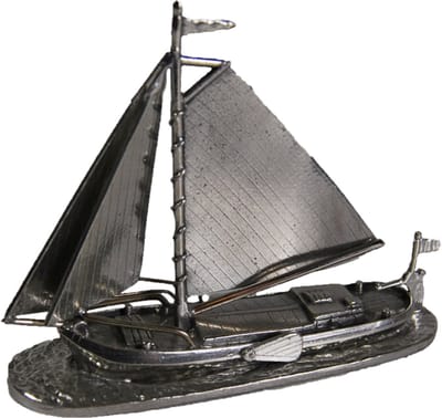 Tinnen Miniatuur Klipperaak - Unieke miniatuur zeilschip - bijzonder maritieme decoratie & cadeau - jubileum schipper - pensioen