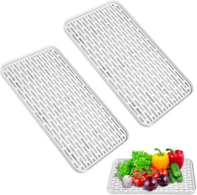 Afdruiprek met lekbak en opvangbak voor servies, ideaal voor keukenspoelbak, ruimtebesparend en duurzaam (wit, 31 x 17,5 x 2,2 cm)