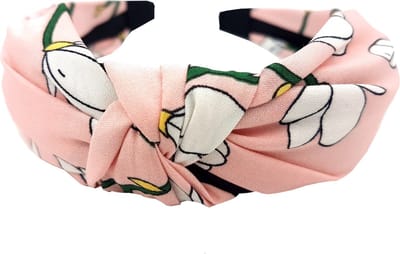 Haarsoires Haarband Diadeem 3cm – Knoop – Bloemenprint Stof – Roze - Zachte Haarbeugel - voor Dames & Meisjes - Comfortabel voor Dames & Meisjes - Universele Maat