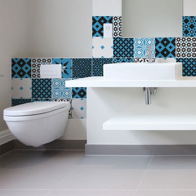 Zelfklevende tegelmuurstickers voor keuken en badkamer - 9 cementtegelstickers, Azulejos-stijl, Thimotea - 9 stickers, 10x10 cm