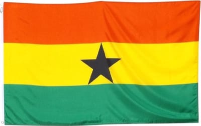 Scoby - Ghana vlag - Landenvlag - Nationale vlag - Ghana Flag - Bevestigingsringen - 90x150 cm - Multicolor