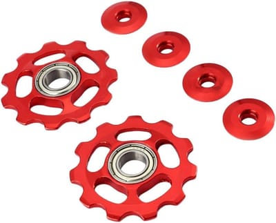 2 Stuks 11T Aluminium Sealed Bearing Steunwielen voor Fietsaandrijving - Fietsaccessoires (Rood)