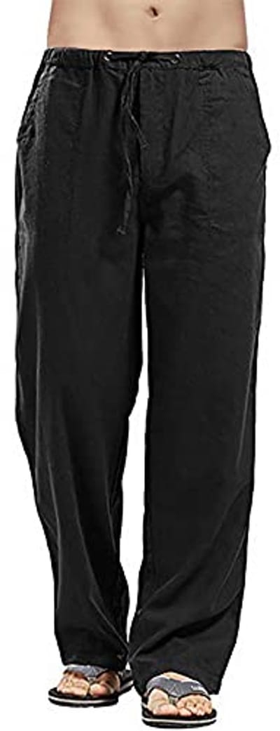 Herenbroek met trekkoord van linnen - Casual, lichtgewicht zomer strandbroek