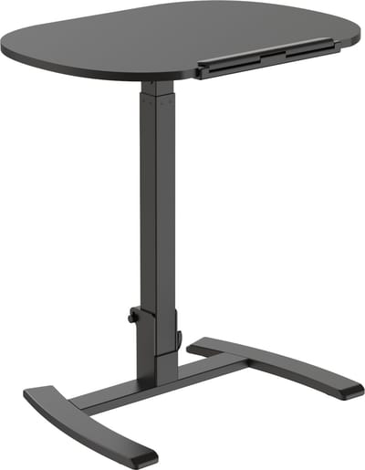 FlexiDesk Verrijdbare Zit-Sta Tafel – Opvouwbaar Laptoptafeltje met Gasveer – Kantelbaar Werkblad – Zwart