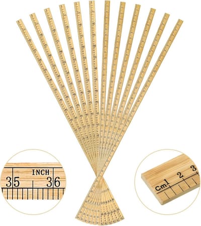 12 Stuks 39 Inch Houten Dubbelzijdige Meterstick voor School en Thuis