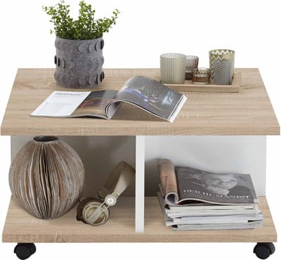 Salontafel Vince Eiken - Wit - Vierkant - 70x70cm - Hoogte 36 cm