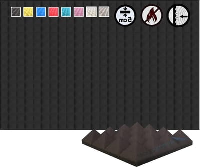 Akoestische Panelen - Geluidsisolatie Schuim Wandpanelen - Geluidsverbetering Thuisstudio - Piramidevormige Geluidsabsorptie - 24 stuks 5cm dik - Zwart