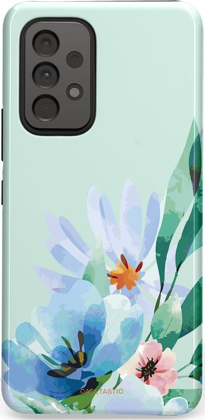 Casetastic hoesje geschikt voor Samsung Galaxy A53 (2022) 5G - Dubbellaagse bescherming - Lente schildering - Fashion Case - Lichtgrijs Lichtblauw Mintgroen