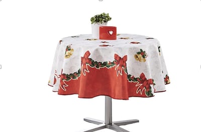 Kersttafelkleed met kerstman- of klokmotief - Vlekbestendig - Rond of rechthoekig