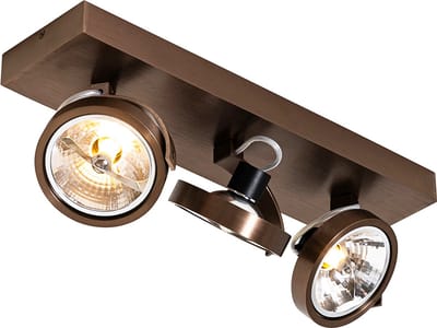 QAZQA go - Design Plafondspot | Spotje | Opbouwspot - 3 lichts - L 45.4 cm - Brons - Woonkamer | Slaapkamer | Keuken