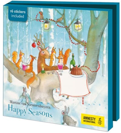 Kaartenmapje met env, vierkant: Happy Seasons, Martine van Nieuwenhuizen, Amnesty