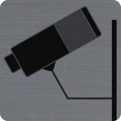 Exacompta Zelfklevend verticaal plaatje in imitatie aluminium Camera bewaking 7 ,5x7,5 cm - Grijs - 67180E