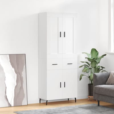 vidaXL - Hoge - kast - 69,5x34x180 - cm - bewerkt - hout - wit