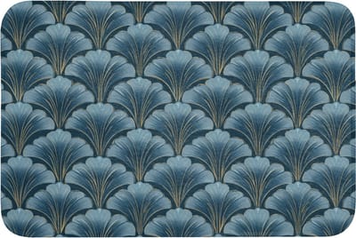 Badmat 90x60 cm - Antislip - Patroon - Ginkgoblad - Blauw - Badmatten voor badkamer - Badkamermat - Douchemat - Badkamer mat