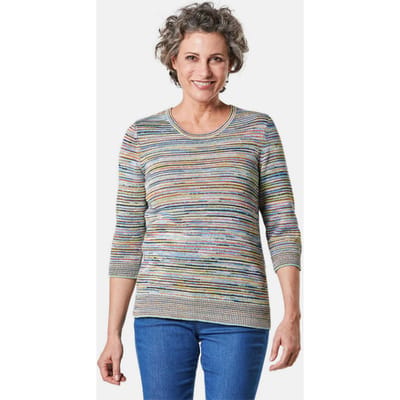 Mooi te combineren meerkleurig gestreepte pullover - meerkleurig / papaja / gestreept - Gr. 24 van Goldner Fashion