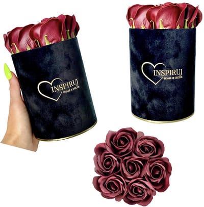 Inspiruj - Flowerbox - Czarne Pudełko - Rozen Mydlany - Bordowy