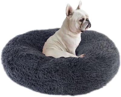 Wasbaar en Fluffy Pluche Hondenkussen, Mand voor Kleine en Middelgrote Honden, Donkergrijs en Comfortabel Kussen voor Huisdieren