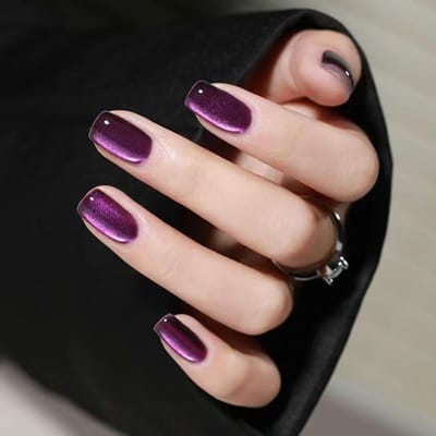Lot de 24 faux ongles œil de chat, tête carrée, style ballet français, effet presse, imperméables, pour la Saint-Valentin MY-2-28
