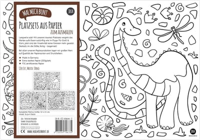 JEKA Placemats om te kleuren - Dino kleurplaat voor kinderen 3-10 jaar
