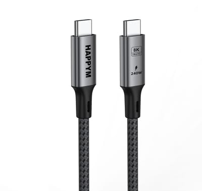 USB-C 4.0 Kabel 1 Meter – USB4 40Gbps – Thunderbolt 4 – 240W Snelladen – Nylon Gevlochten – MacBook iPad Laptop