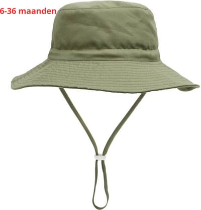 Livano Zonnehoed - Reishoed - UV Beschermende Hoed - Bucket Hat - Festival - Pet - Hoedje Voor Baby - Hoofdbescherming - Militair Groen- 3-36 Maanden