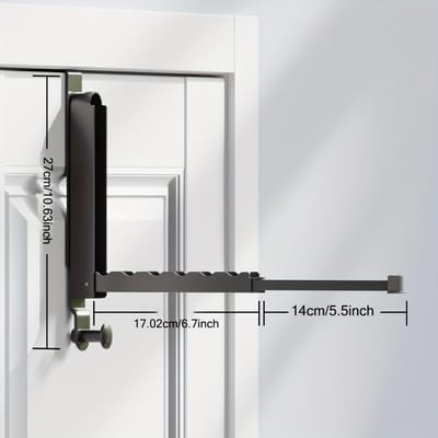 Ruimtebesparend Opvouwbaar Kledingrek - Zwaar Uitgevoerd Aluminiumlegering, Deurhanger met Intrekbare Stang voor Gemakkelijke Opslag & Organisatie zwart