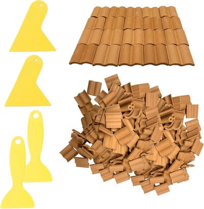 300 Stuks Miniatuur Dakpannen voor Mozaïek en Bouwprojecten - Rode Mini Dakpannen voor DIY Diorama en Sprookjesdecoratie (Stijl 1)