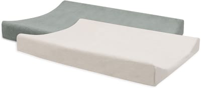Jollein Aankleedkussenhoes - 50x70cm - Badstof - Sea Green/Ivory - 2 stuk