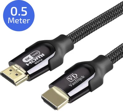 VanDijck Premium HDMI kabel 2.1 - 0.5 meter - 4K 120Hz - 8K 60Hz - Zwart