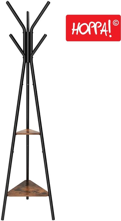 Hoppa! Kapstok Boomvormig - Bruin/Zwart - MDF/Metaal - 49.5 x 49.5 x 179 cm (B x D x H)
