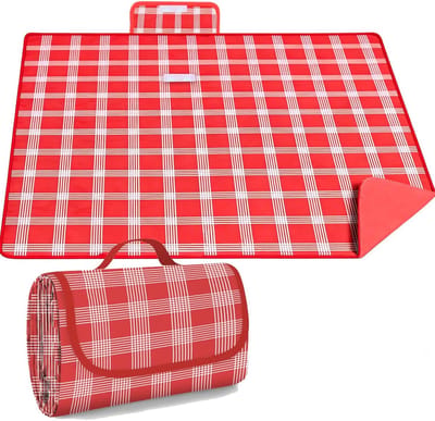 Waterdicht XXL Picknickkleed, 200x200 cm Grote Picknickmat met Handgreep, Draagbaar Strandkleed, Waterdichte Picknickdeken, Geschikt voor Strand, Barbecue, Park, Kamperen, Reizen (Rood)
