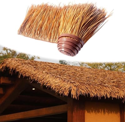 Rieten Dakbedekking - Kunststro - Decoratieve Bedekking - Vuurvast Materiaal - 5m Lengte - Geel