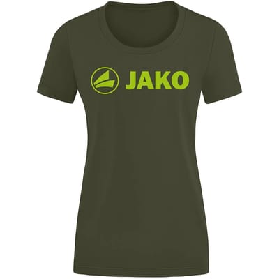 Jako Promo T-Shirt Dames - Khaki / Fluo Groen | Maat: 34