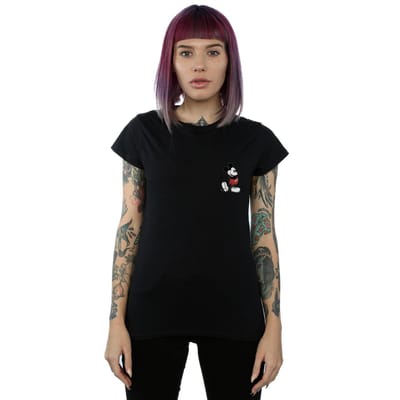 Disney Dames/Dames Mickey Mouse Kickin Retro Borst Katoenen T-Shirt (Zwart)