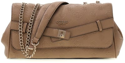 GUESS schoudertas Ella Logo Convertible Xbody Flap Beige Logo Taupe