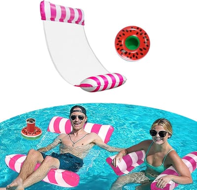 Waterhangmat 4-in-1 voor Volwassenen en Kinderen - Duurzaam en Draagbaar met Opblaasbare Bekerhouder