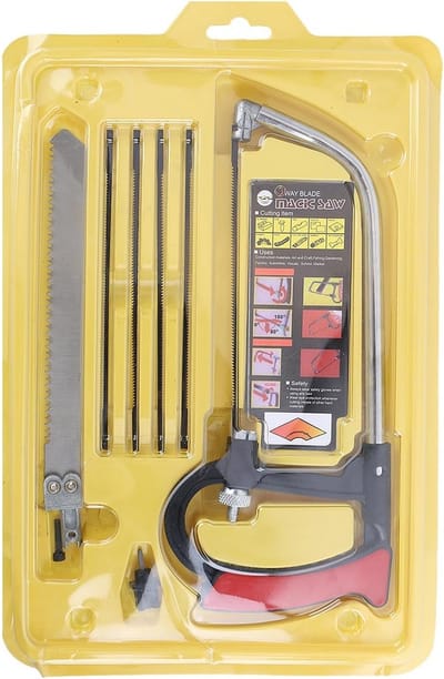 Dailygoody - Handzaag - Multifunctionele Hacksaw - Ergonomisch Handvat - Zilver - Staal - Voor Hout en Metaal - Inclusief Zaagbladen