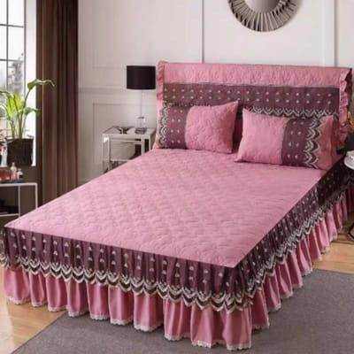 3 stuks Kant Bedrok Ruche Kant Rok Stijl Sprei Prinsessenstijl Antislip 1.8m Tweepersoonsbed Hoes met Band Beschermhoes 150x200cm 3pcs