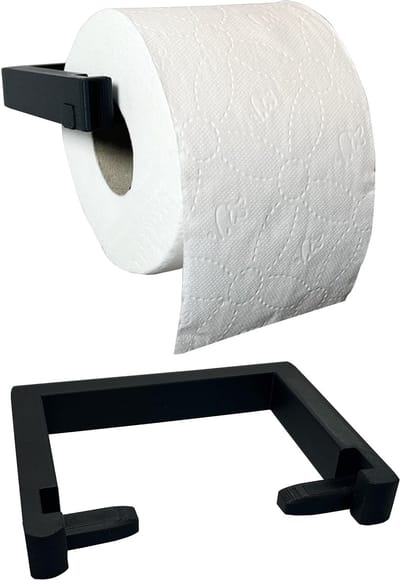 Toiletrolhouder - Zwart - Hangend - Makkelijk Verwisselen - Toiletrolhouder Zonder Boren