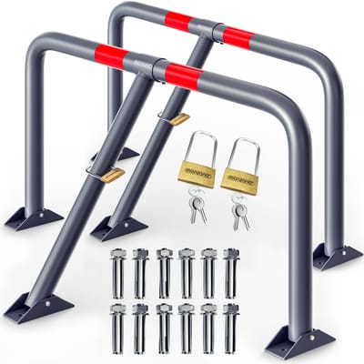 Monzana 2x Parkeerbeugel - Staal Neerklapbaar Slot & Sleutels - Grijs/Rood