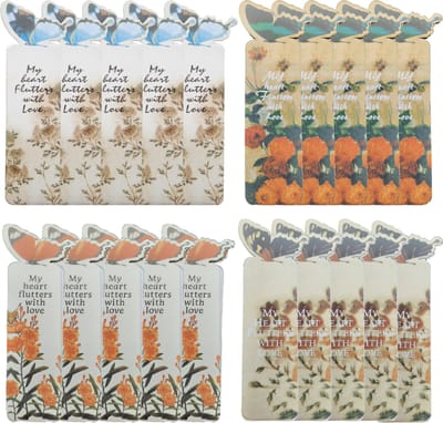 van Theo® Boekenlegger Set 20 stuks - Vlinder & Bloem – Bladwijzer – Kaartje - Voordeelpakket - Uitdeelcadeautje