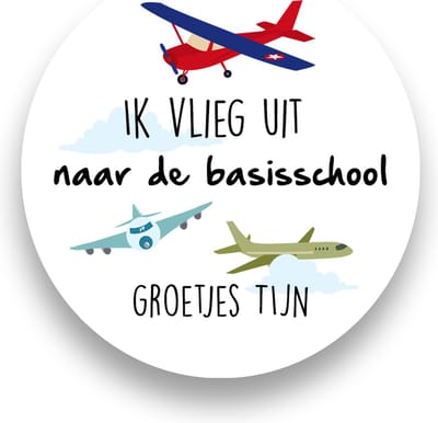 25xTraktatie stickers Afscheid Kleuterschool- begin Basisschool - Ik vlieg uit!! - Sluitsticker | Wensetiket - Cadeausticker - Kinder Traktatie 25xSluitzegel - Sluitsticker Baby nieuws* - Traktatiestickers Pimp Studio -