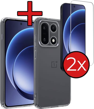 Hoesje - Met 2x Screenprotector - Geschikt voor OnePlus 15 - Sterk & Shockproof - Telefoon Hoes - Back Cover - Siliconen Case - Telefoonhoes - Transparant
