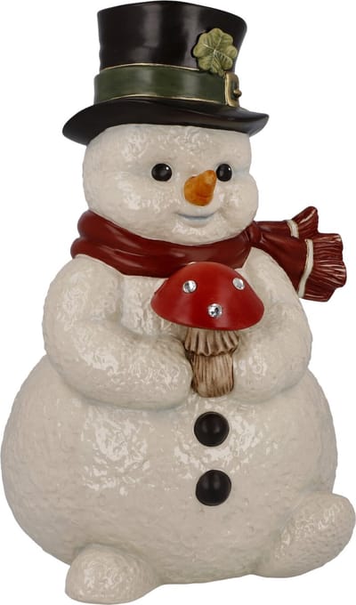 Goebel - Kerst | Decoratief beeld / figuur Sneeuwpop Kleine geluksboodschapper | Aardewerk - 22cm - Limited Edition