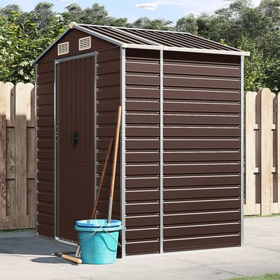 vidaXL - Tuinschuur - 191x130x198 - cm - gegalvaniseerd - staal - bruin