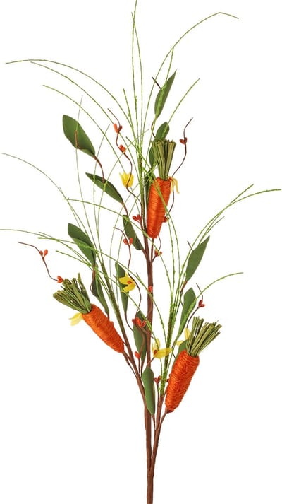 Viv! Christmas Paasdecoratie - Paastak met Wortels en Besjes - decoratietak pasen - oranje geel - 58cm