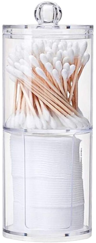 Dailygoods- Wattenstaafjeshouder Transparant Acryl - Cosmetica Koffer - Wattenschijfjes Houder - Badkamer Organizer - 2 Stuks - Onderhoudsvriendelijk