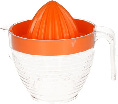 Plasticforte Sinaasappelpers/citruspers - Handmatig - kunststof - 16 x 13 cm - transparant/oranje